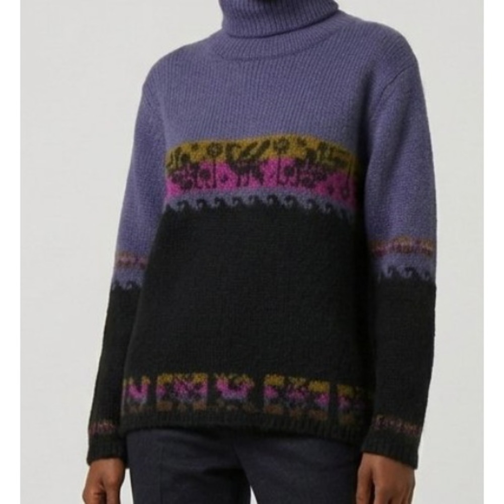 Vintage 80s Benetton Size 48 S Mohair Wool Sweater Made Italy Ski Retro Knit c